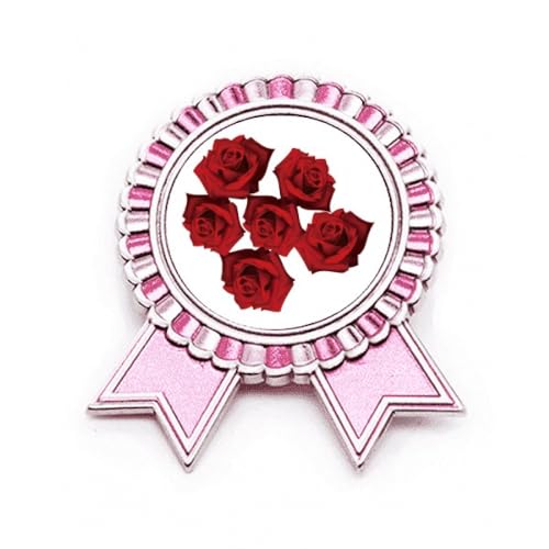 Broche rose rouge en métal avec motif floral élégant taille M