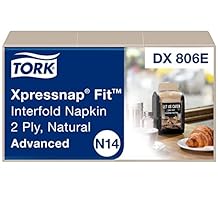 Tork Xpressnap Fit Natural Dispenser Napkin N14, Compostable 2-ply, 36 packs x 120 napkins, DX806E