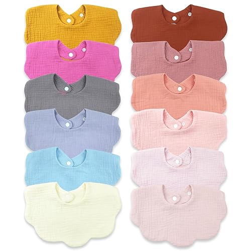 Image of DOSMINE Muslin Baby Bibs for Drooling and Teething Newborn Drool Bibs for Baby Girl Boy