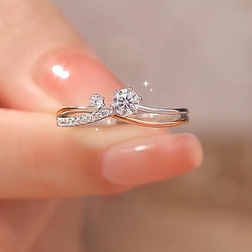 925 Sterling Silver Shiny CZ Interweave Ring for Women Luxury Twisted Cubic Zirconia Promise Rings CZ Diamond Multi Row Band Ring for Her Eternity Engagement Wedding BirthdayJewelry Gift Size 6-93