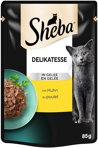 Sheba Delikatesse Katzen Nassfutter im Portionsbeutel mit Huhn in Gelee 28x85g 2