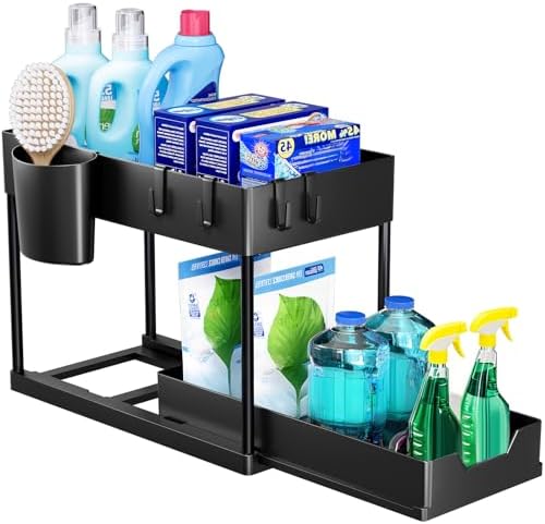 Puricon 1 Pack Under Sink Storage Kitchen Organiser, 2 Tier Under...