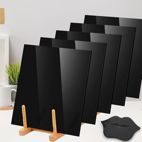 Image of Adrattnay Black Acrylic Sheets 1 /8 Thick, 5Pcs 6 x 6in Cast Acrylic Sheets 3mm for Laser Cutting, Opaque Acrylic Sheets Acrylic Panel with Protective Paper for Laser Engraving Material DIY Crafts
