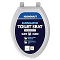 HIGHCRAFT Premium Elongated Toilet Seat with Slow-Close Design, Adjustable Hinges & Quick Removal Mechanism - Plastic Toilet Seat - Fits Standard Elongated Toilets - Oval Toilet Seat in White