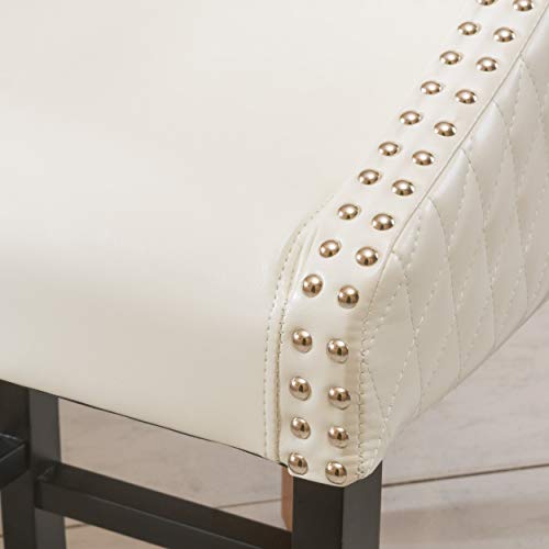 Christopher Knight Home Milano Quilted Bonded Leather Bar Stool, White Quilted #TOP4