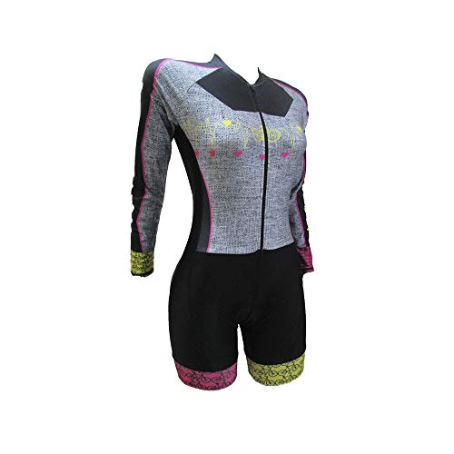 MACAQUINHO CICLISMO FEM. BATIMENTOS (MANGA LONGA) - CINZA M