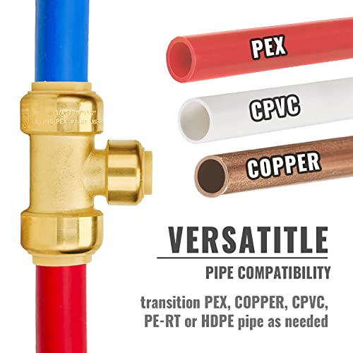 image for SUNGATOR 3/4 Inch x 3/4 Inch x 1/2 Inch Reducing Tee, No Lead Brass Pu