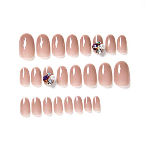 TJJF Falsche Nägel 24Pcs / Box Solid Colorcolor Langlebiger Fingernagel Maniküre Slice Anhänger mit Bohrer Abnehmbares… – Bild 3