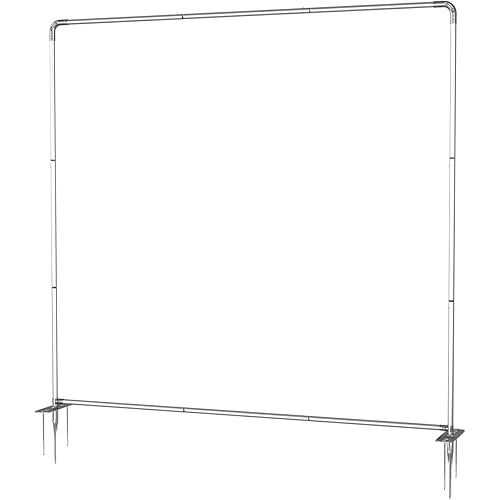 Windscreen4less Outdoor Backdrop Banner Sign Frame Stand Holder for Party Yard Birthday Advertising Privacy Fence Fencing Frame Free Standing Variable Sizes 6’x6’ 4’x8’ 8’x4’