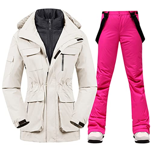 Combinaison de ski chaude pour femme avec veste imperméable et pantalon isolant