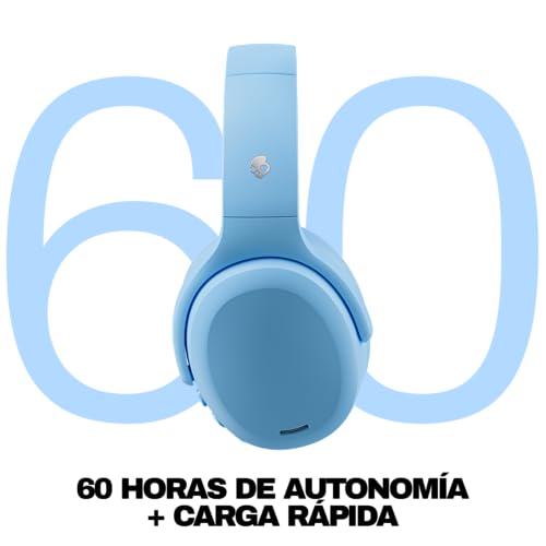 Image of Skullcandy Crusher ANC 2 Wireless Over-Ear Bluetooth Headphones with Extra USB-C Charging Cable, Multi-Sensory Bass, Active Noise Cancelling, 60 Hours Battery, Microphone iPhone Android - Preppy Blue