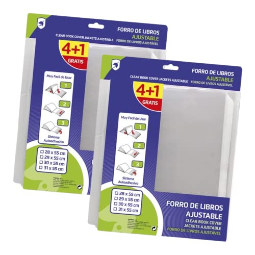 TIENDA EURASIA - Forro Libros Ajustable, Forro Libros, Pack 10 Forros de Libros Transparentes Resistentes, Forro Libros Auto Adhesivo, Facil de Usar (29 x 55)