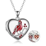 POPLYKE Cardinal Locket Necklace Gifts for Women Sterling Silver When Cardinals Appear Angels are Ne