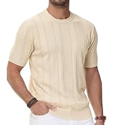 PJ PAUL JONES Men's T-Shirts Casual Knit Short Sleeve Crewneck Hollow Out Solid Knitted Pullover ...