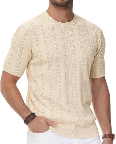 T-shirt en tricot haut de gamme PJ PAUL JONES à col rond et maille nid d'abeille solide