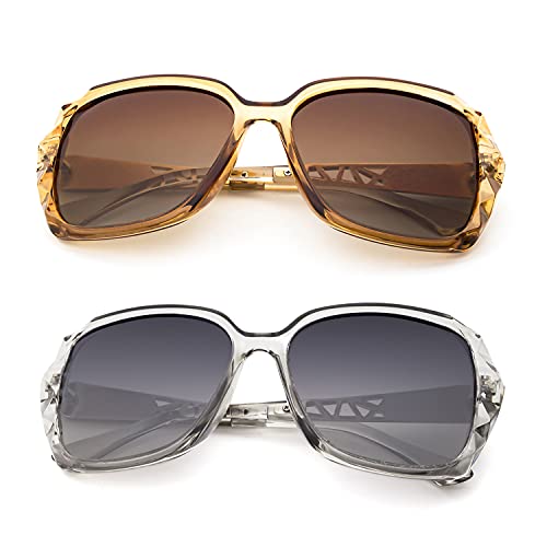 ANDOILT Oversized Polarized Sunglasses for Women Sparkling Composite Frame Classic Ladies Shades2