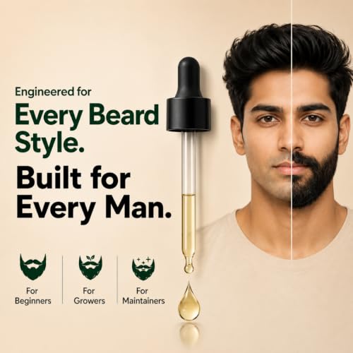 Image of Khadi Beard Growth Booster Oil with Coffee Beans, Almond & Biotin | Thicker, Stronger & Faster Growth | 50 ml