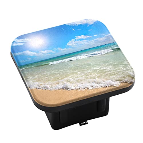 Swono Beach Tow Hitch Covers Paradise Sandy Beach Coast Ocean Waves Sturdy Rubber Hitch Cover 2 Inch Trailer Hitch Cover Plug Cap Insert For Most Trucks Suv Rv And Cars #TOP23