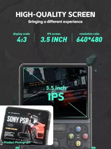 Image of Handheld Game Console HN-R36S , 15k+ Gamees 3.5-inch IPS Display, 64GB Storage, 1 Ram Chip (1GB) 8+ Hour Battery Life with Protective Cover (Black-with-case)