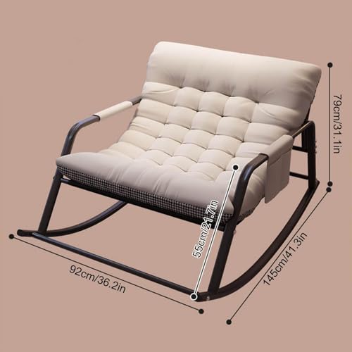 WAZHOU Cadeira Balanço Confortável Poltrona Dupla Cadeira Balanço com Bolso Lateral, Balanço Ao Ar L