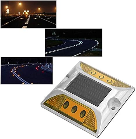 Zerone LED Road Reflector, 2-Sided Solar Power Ground Marker Lights, Yellow