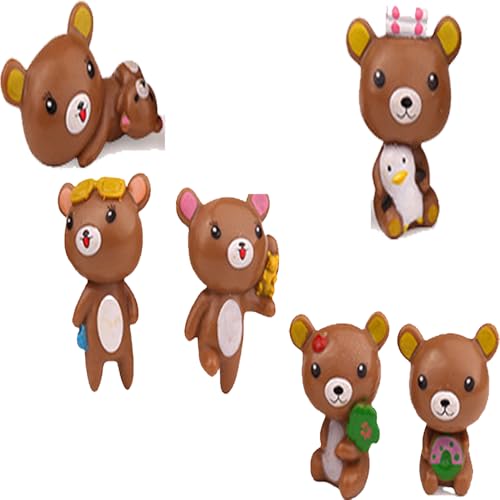 econoLED Action Figures, 6 PCS Toy Figures, 5.5 Inches Collectible Toys Set with Ball Joint Connection Light, Cake Toppers for Video Games Fans Boys, Girls, Kids Adults as Gifts, Brown