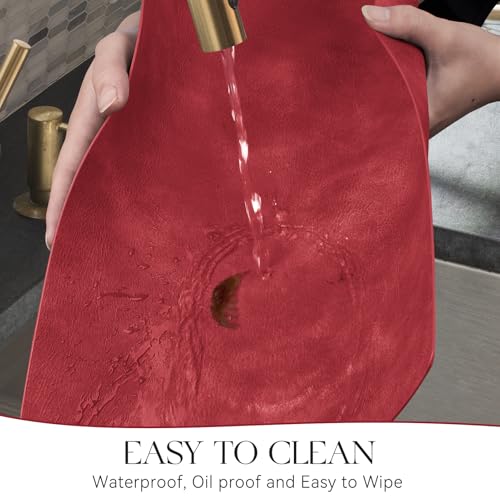 MOSAYT Vinyl Faux Leather Placemats, Set of 8, Red by MOSAYT - Used condition - Image 4