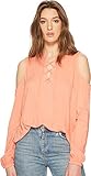63,5 cm JACK Damen Rossi Slub Gauze Tie Front Cold Shoulder Top Bluse, Rose pink, Mittel