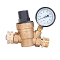 GLACIER FRESH RV Water Pressure Regulator Valve, Brass Lead-Free Adjustable Water Pressure Reducer with Gauge and Inlet Screen Filter for RV Camper Travel Trailer