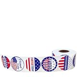 I Voted Today Stickers Roll Independence Day Decals Sticker 4th of July Round Patriotic Stickers Red Blue White Stripe Star Sticker for Engagement Election Day Campaigns Voting Supplies 500 Pcs