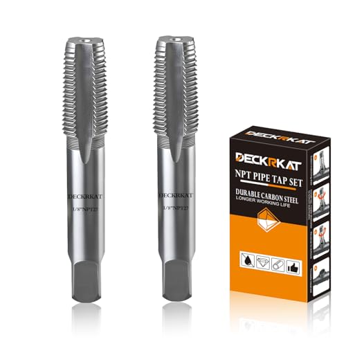 DECKRKAT 2-Piece 1/8 NPT Pipe Tap - High Carbon Steel Pipe Threading Tool 27 Threads Per Inch Precision Internal Tap for Plumbers Mechanics & DIY with Protective Case.
