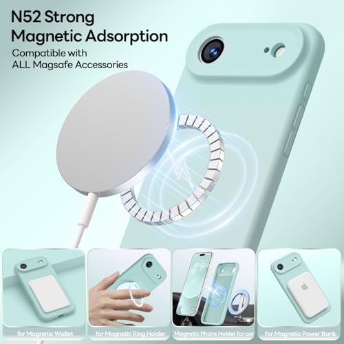 Image of LOVE 3000 Designed for iPhone Air Case, Premium Silicone [Compatible with Magsafe][Soft Anti-Scratch Microfiber Lining] Shockproof Protective Phone Case for Men Women 6.5 inch, Mint