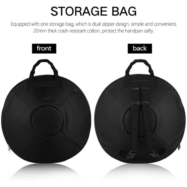 9 Ton Handpan Trommel Schwarz D-Moll Stahl mit Zubehör Meditationsinstrument