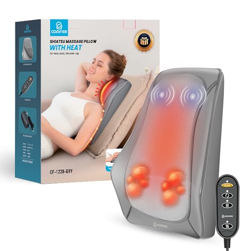 COMFIER Shiatsu Lower Back Massager for Pain, Neck and Back Massage with Heat, 4D Kneading Massage Pillow Gifts for Women Men, Deep Tissue Shiatsu Massager, Men Gifts