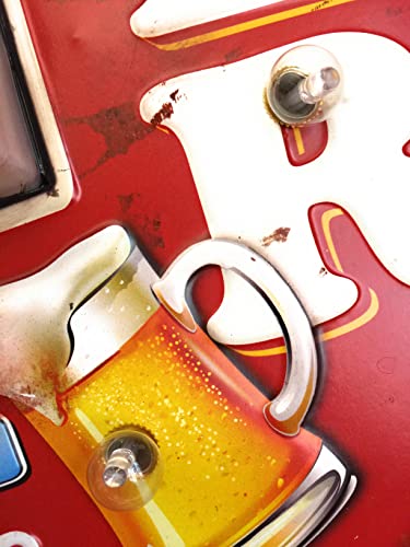 DiiliHiiri Leuchtschild Vintage Deko Bier — Retro Blechschild mit LED Beleuchtung für Wanddeko, Leuchtreklame für 50er Jahre Haus Dekoration, Retro Leuchtkasten | 41x22x5 cm (Ice Cold Beer)