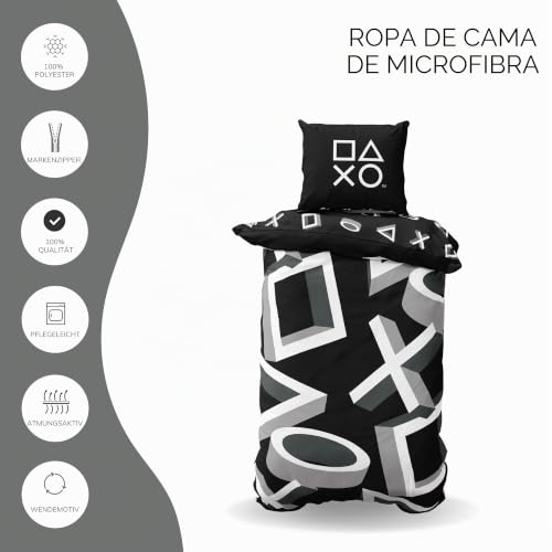 Juego de ropa de cama Playstation de 135x200 cm con funda de almohada reversible 3