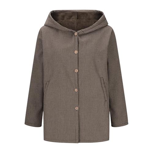 Winter Warm Sherpa Lined Coats Jackets for Women Plus Size Hooded Parka Outdoor Pea Coat Casual Button Outerwear4