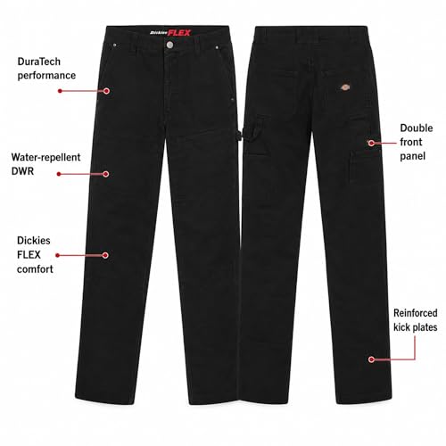 Dickies Women's Flex DuraTech Straight Fit Pants, Black, 2 RG | Durable Water-Repellent Finish, Reinforced Back Hem Kick Plates, Front Panel with Zipper Pocket - image 6