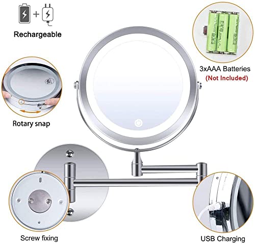 Miroir maquillage grossissant Vanity double face chromé - 5
