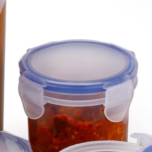 Image of KEMETHY Plastic Round Airtight Food Storage Containers with Leak Proof Locking Lid, BPA Free, Transparent, 5 Pcs Set, 110 /160 /210 /400 /500 ml (Transparent- 5 Pcs)