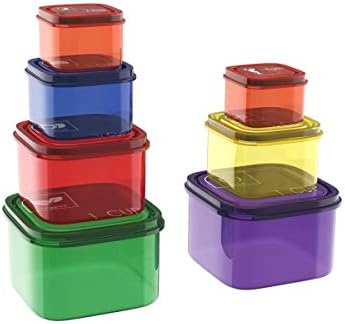 Classic Cuisine Portion Control Containers- 7 Piece Color Coded Food Storage Set for Meal Prep, Dieting– BPA and DEHP Free, Microwave/Freezer Safe