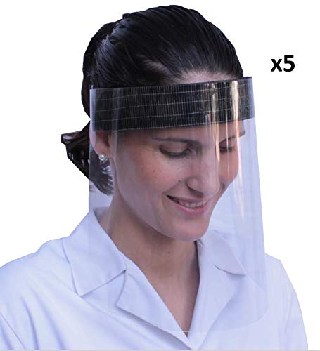 KMINA - Face Shield Visor (x5 units), Face Visor, Face Protection Shield, Face Protective Visor Anti Pollution, Anti Dust and Anti Spitting, Transparent Visor