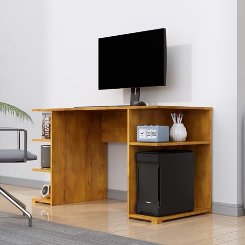 Image of Bniture Wooden Study Table for Home | Engineered Wood Study Table with Side Shelf Storage | Multi Purpose Computer Desk for Writing & Study | Laptop Table for Study Room & Workstation | Giant Wood