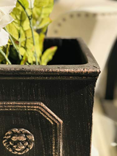 Kante Lightweight Classic Square English Style Lion Head Planter 12.6"X12.6"X12.6" Oil Rubbed Bronze #TOP3
