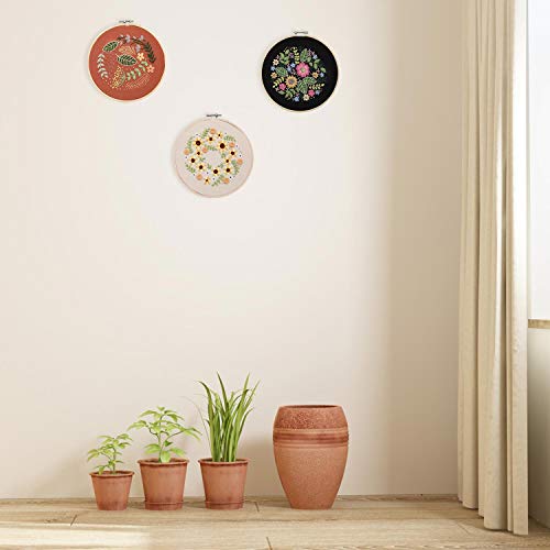 3 Pack Full Range of Embroidery Starter Kit with Pattern, Beginner Cross Stitch Kit Including Embroidery Cloth, Bamboo Embroidery Hoop, Color Threads and Tools Kit - Thumbnail 6