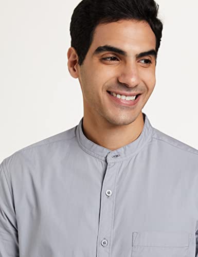 Image of Amazon Brand - Symbol Men's Cotton Shirt | Chinese Collar | Casual | Plain | Full Sleeve | Summer - Regular Fit (Available in Plus Sizes)