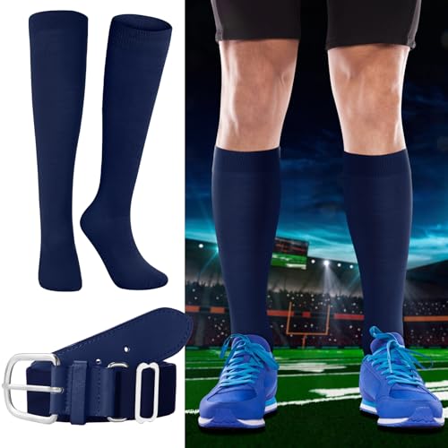 Image of Haysandy Baseball or Softball Sock and Belt Combo Set 5 Football Baseball Socks with Softball Belt for Kids Youth Boys