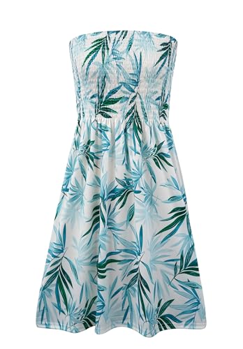 Image of Zyyfly Summer Strapless Dress for Women Tube Top Sundress Casual Beach Cover Ups