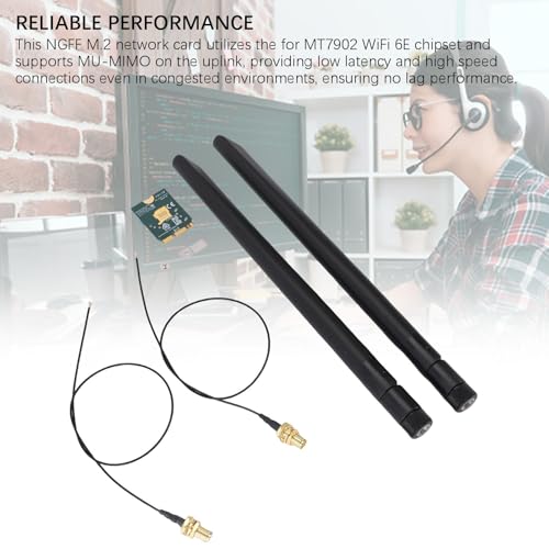 WiFi 6E Wireless Card, M.2 NGFF 5.2 4200Mbps Band Network Adapter con Antena 8dBi para Windows 10 y 11 miniatura 5