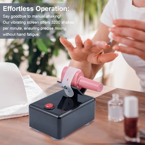Nail Polish Shaker Machine, Nail Lacquer Shaker, Nail Gel Polish Mixer, Model Paints Shaker Vibrating Screen 3200 Shakes/Min Lash Varnish Bottle Glue Shaking Machine for Nail Art Tattoo Ink Black US - Thumbnail 4